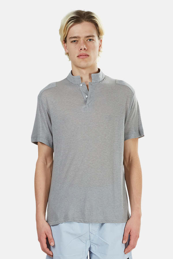 Blue&Cream 66 Pop Collar Polo - Grey