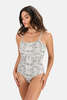 ATM Snake Print Cotton Bodysuit - Haze/Pavement Combo - Thumbnail 1