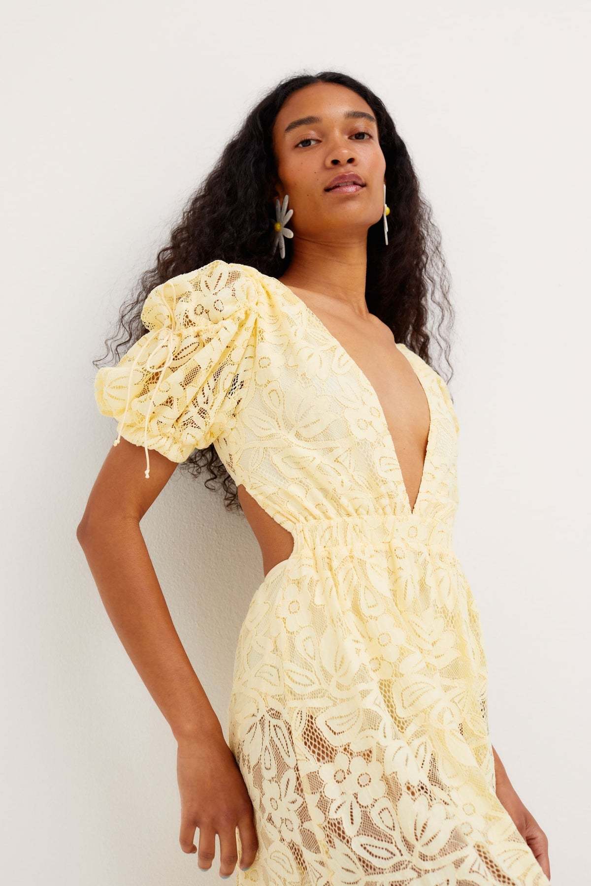 For Love & Lemons Bea Midi Dress - Yellow | Garmentory