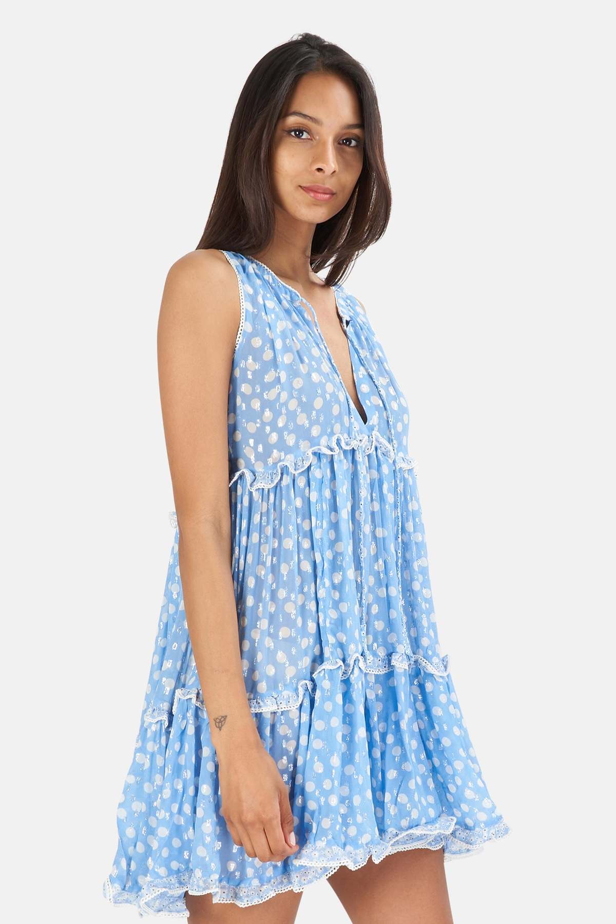 Sunday Saint-Tropez Beliza Dot Dress - Blue - Image 2 of 5