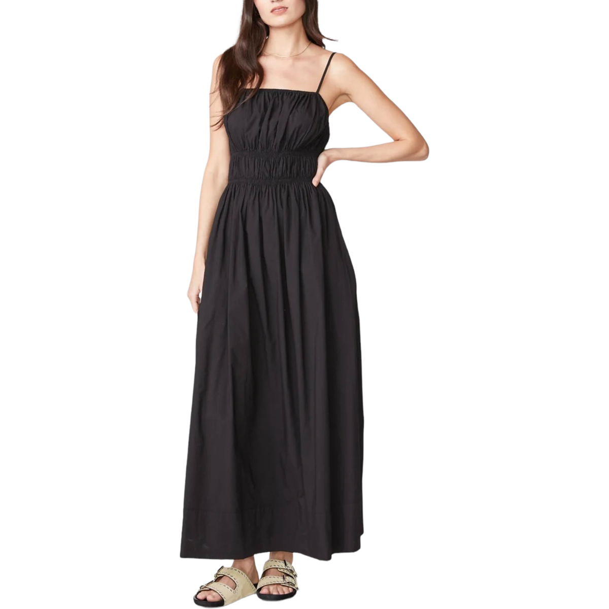 knee length dresses for ladies PRETTYGARDEN Women's Smocked Maxi Dresses Beach Sundress Casual Spaghe