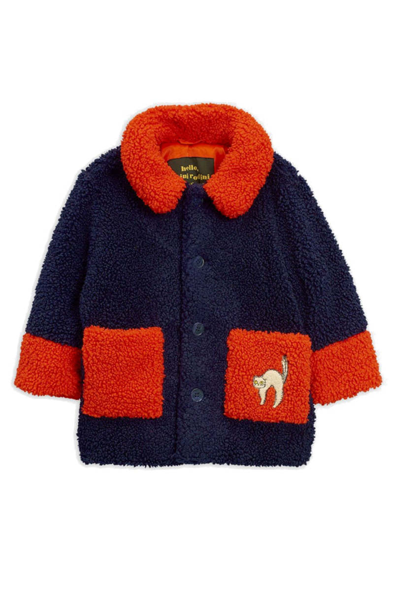 Kids Mini Rodini Faux Fur Jacket - Blue Kids Mini Rodini Faux Fur Jacket - Blue