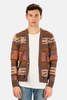 Remi Relief Wool Native Boarder Cardigan - Brown - Thumbnail 1