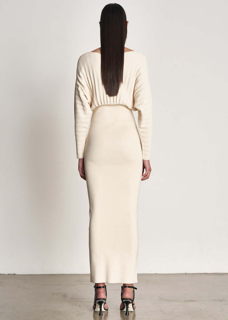 Wynn Hamlyn Accordion Knit Gown - IVORY