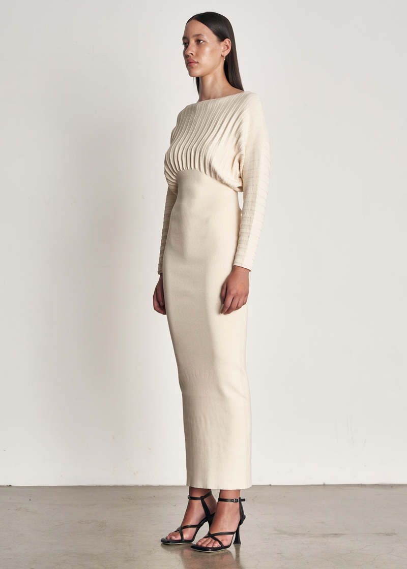 Wynn Hamlyn Accordion Knit Gown - IVORY