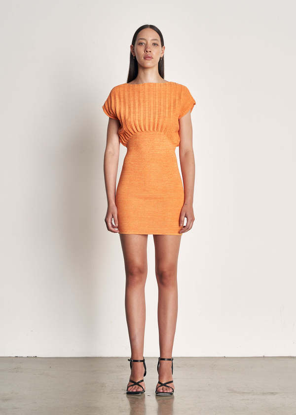 Wynn Hamlyn Accordion Knit Mini Dress - Marigold | Garmentory