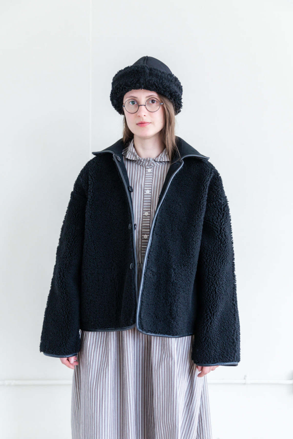 CAWLEY STUDIO AVIS CURLY SHEEPSKIN JACKET - BLACK | Garmentory