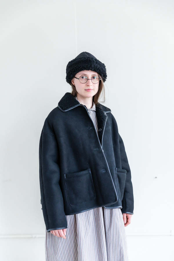 CAWLEY STUDIO AVIS CURLY SHEEPSKIN JACKET - BLACK | Garmentory