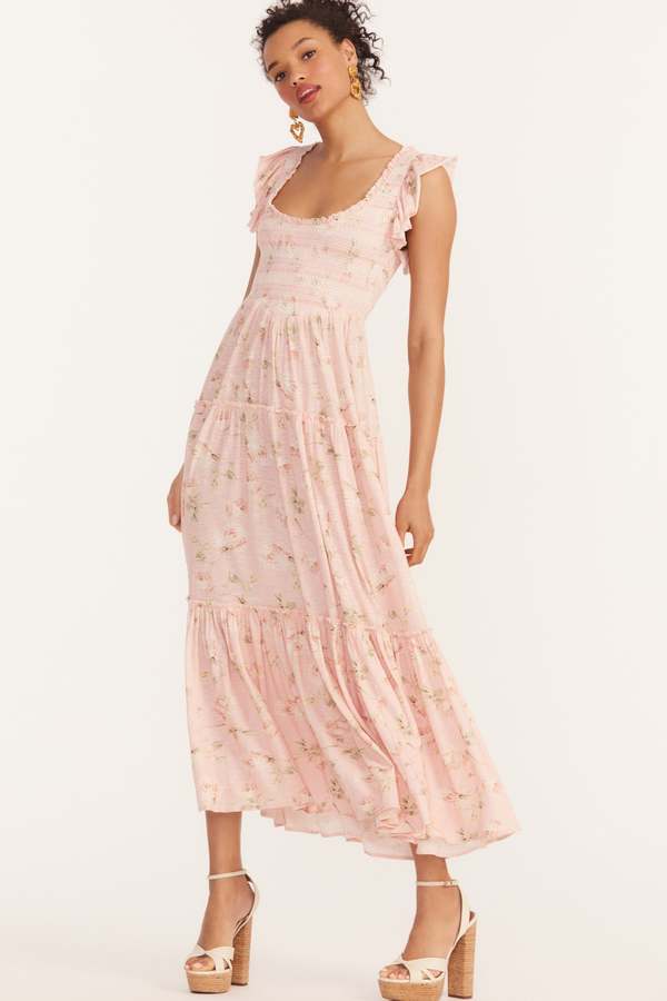 long maxi dress for tall ladies Tiered Cotton Maxi Dress Dusty Lavender / Large Tall
