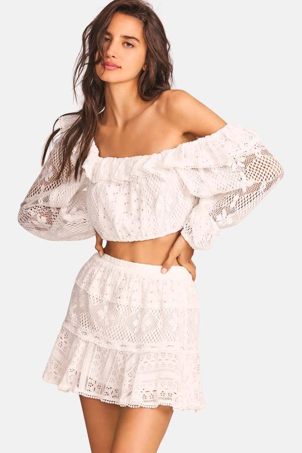 LoveShackFancy Diamond Skirt - True White