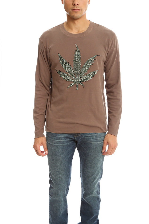 トップス 24SS 113 lucien pellat-finet LEAF TEE Lucien Pellat-Finet Embroidered Leaf Tee - Brown | Garmentory