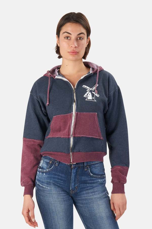 Blue&Cream Windmill Colorblock Hoodie - Navy/Maroon