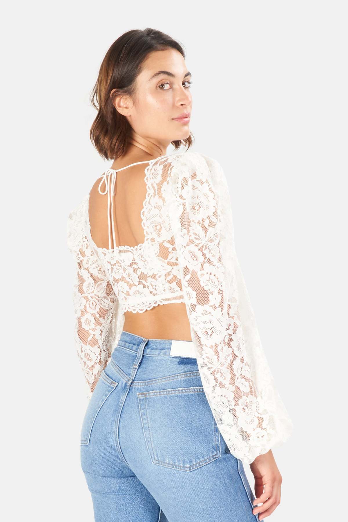 For Love \u0026 Lemons Jillian Crop Top - White | Garmentory, image size:1200x1798