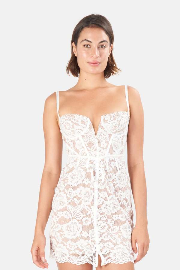 For Love & Lemons Jillian Mini Dress - White on Garmentory