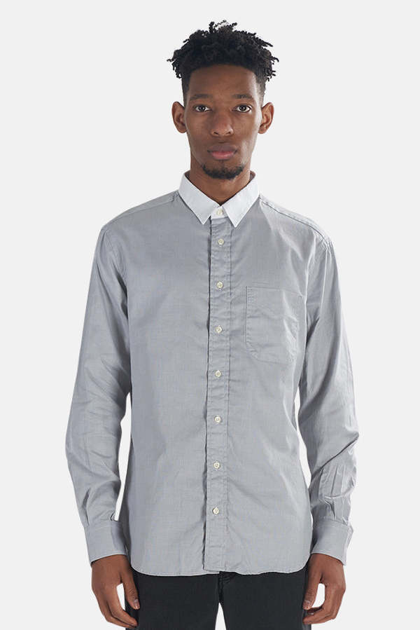 Blue&Cream Key Collar Button Down - Grey/White