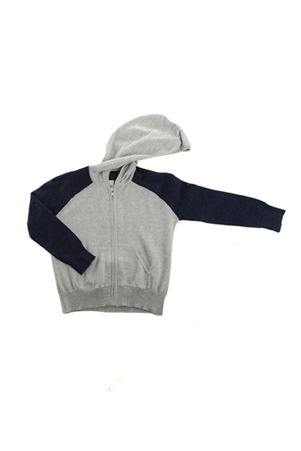 Kids Blue&Cream Cashmere Zip Hoodie - Silver/Navy