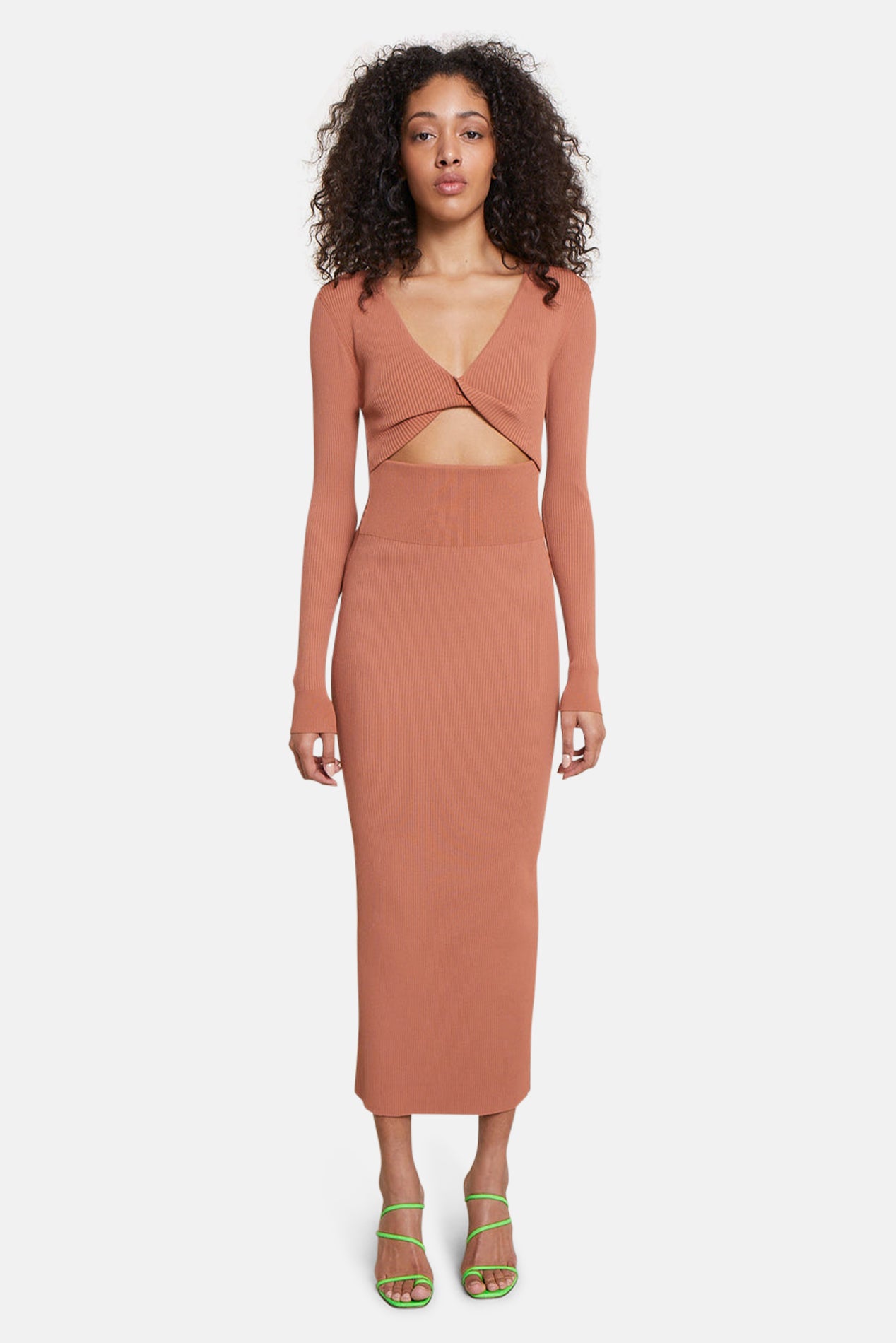 kookai lola cut out dress Kookai - Lola Long Sleeve Cut Out Dress (Cocoa)
