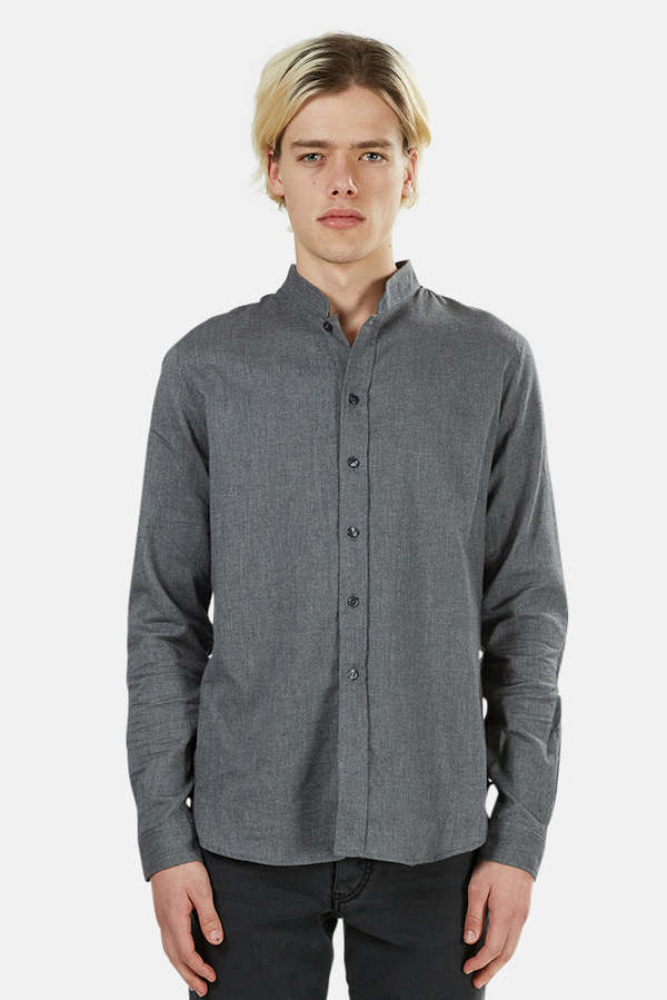 Blue&Cream Mandarin Shirt - Dark Grey Blue&Cream Mandarin Shirt - Dark Grey