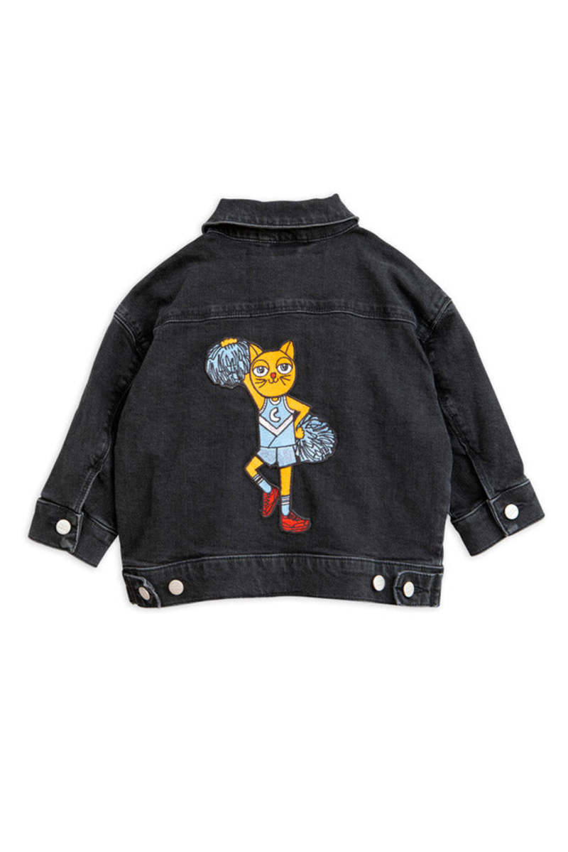 Mini Rodini Cheer Cat Denim Jacket - Black Mini Rodini Cheer Cat Denim Jacket - Black
