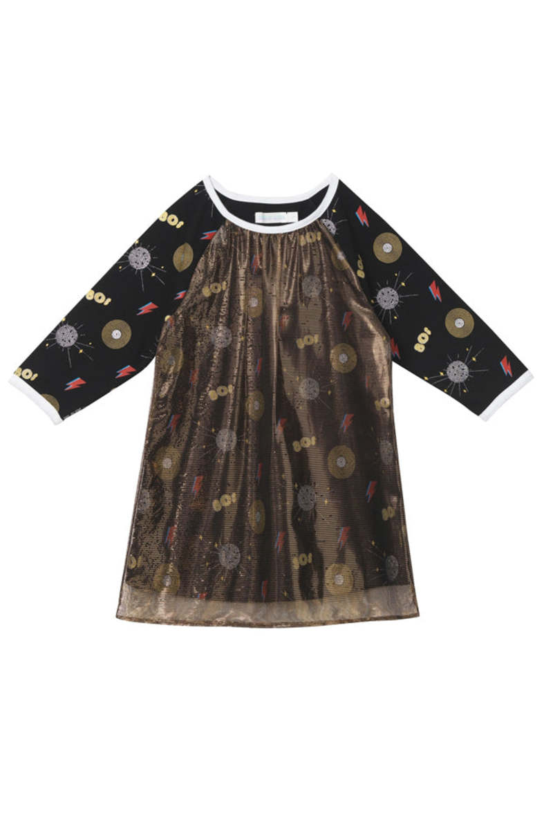Kids Oaks of Acorn Disco Print Club Dress - Multi/Gold Overlay Kids Oaks of Acorn Disco Print Club Dress - Multi/Gold Overlay