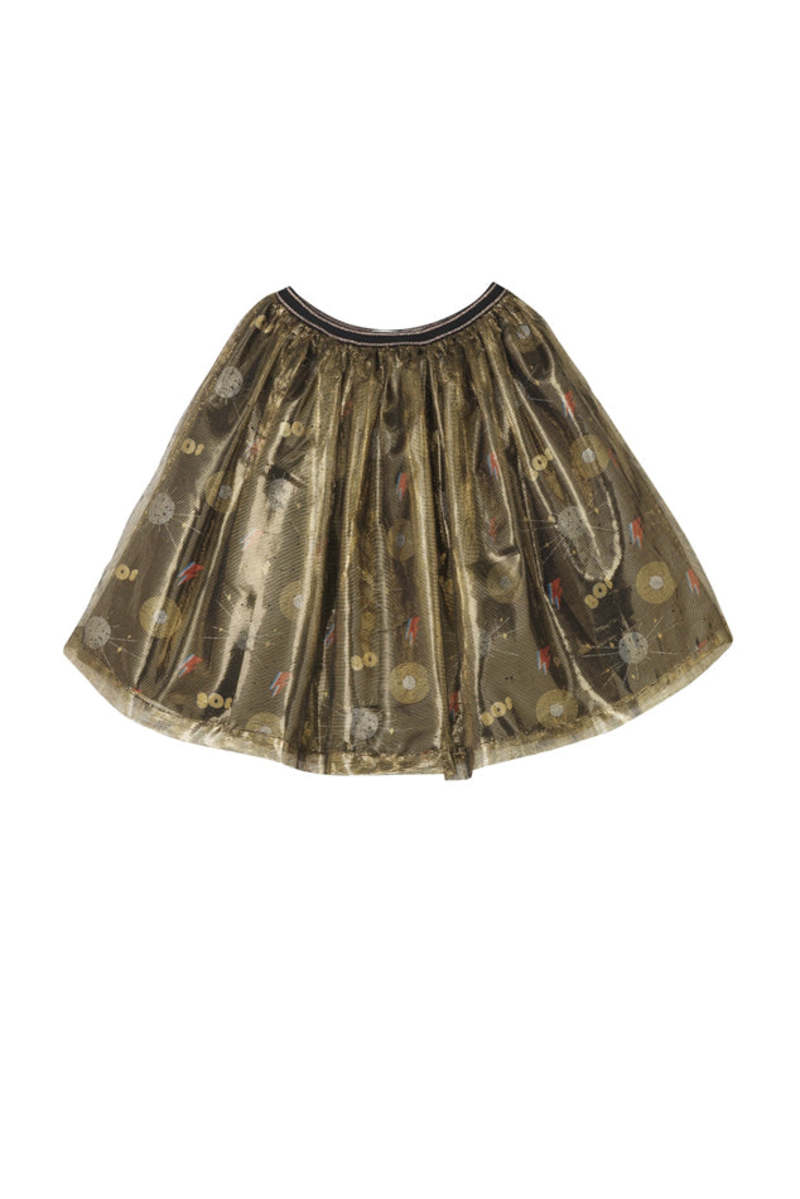 Kids Oaks of Acorn Disco Print Party Skirt - Multi/Gold Overlay