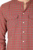 ONES STROKE Check Stand Collar Shirt - Red - Thumbnail 4