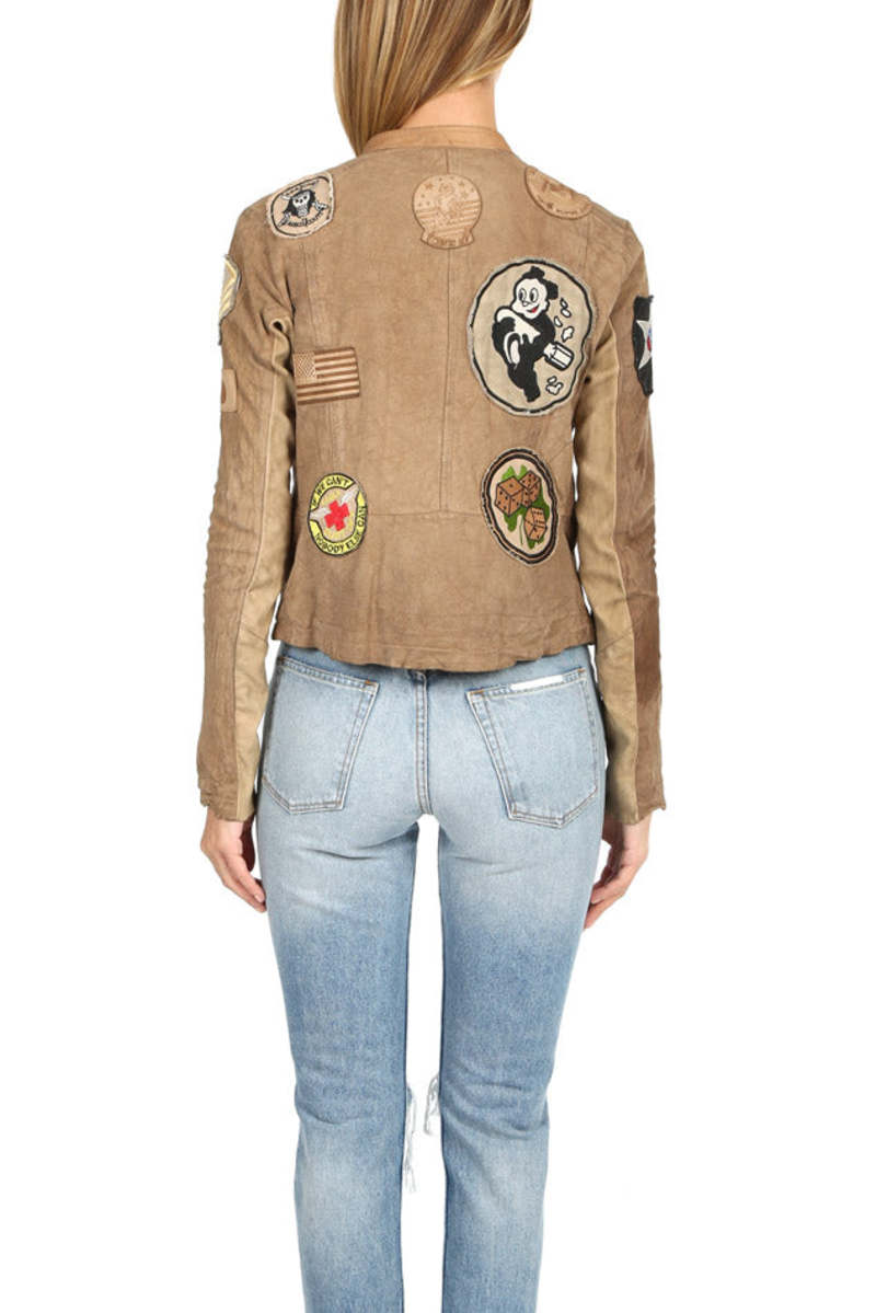 ジャケット GIORGIO BRATO Women Outer GD22S9510VLFW BROWN Giorgio Brato Suede Moto Jacket With Patches - Papyrus