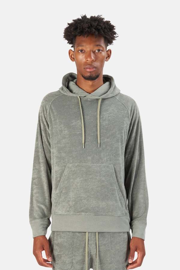 Blue&Cream Pool Terry Pullover Hoodie - Khaki