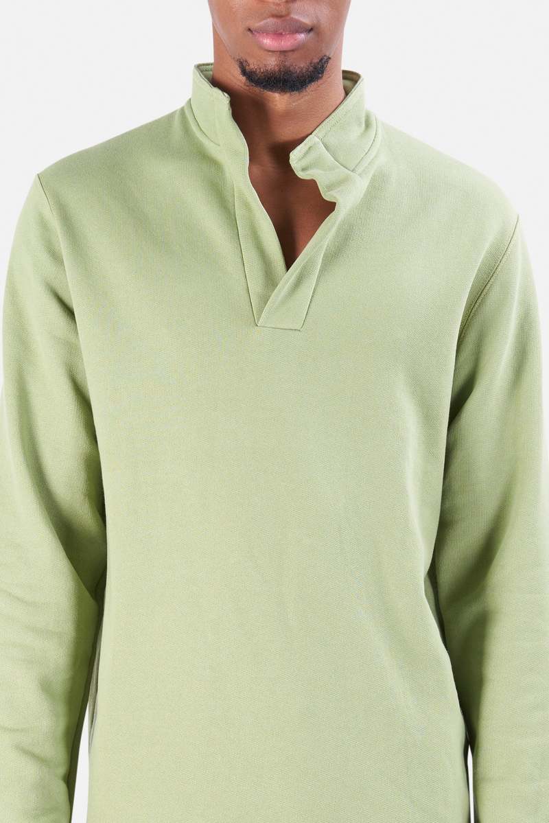 Blue&Cream Pop Collar Pullover - Pistachio