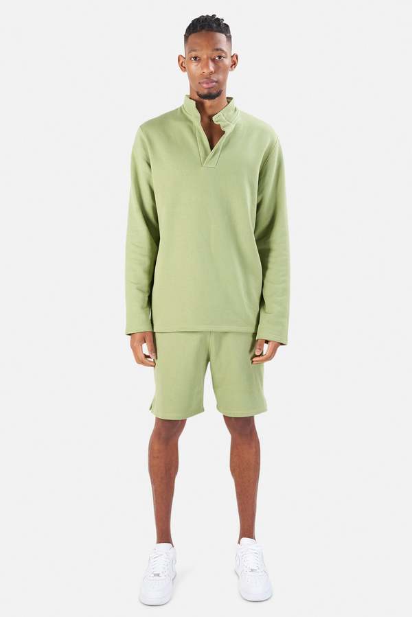 Blue&Cream Pop Collar Pullover - Pistachio