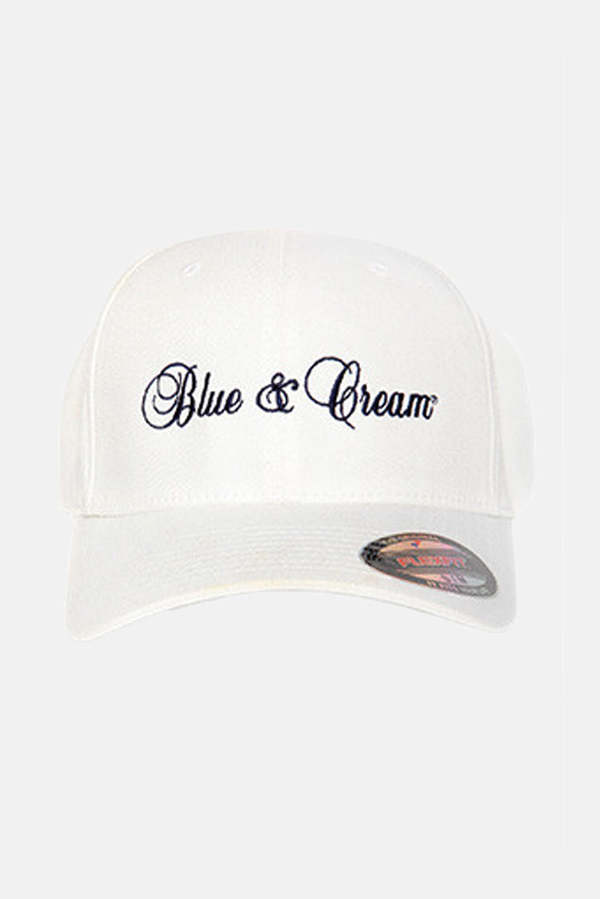 Blue&Cream Script Flex Fit Hat - White
