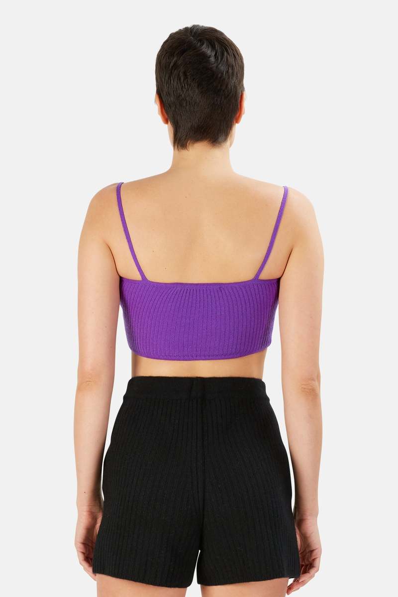 The Tile Club The Lane Cropped Cashmere Cami - Purple