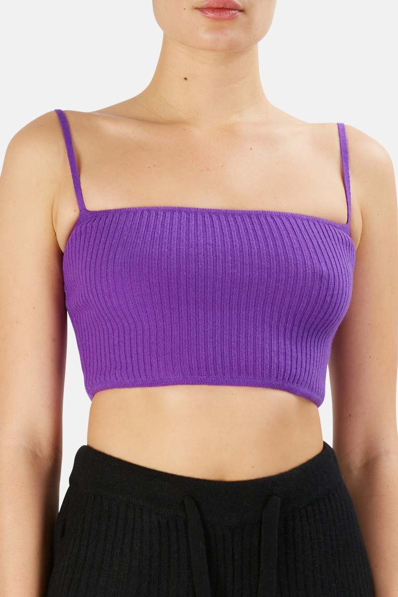 The Tile Club The Lane Cropped Cashmere Cami - Purple