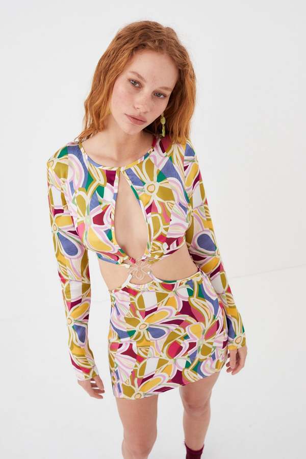 chinese dress ladies FOR LOVE & LEMONS-BRIGHT LIGHTS LONG SLEEVE MINI DRESS – Vicky and Lucas main image 0