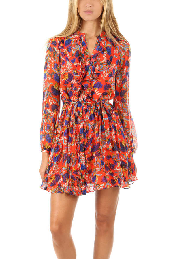 Saloni Tilly Ruffle Dress - Flame Azale