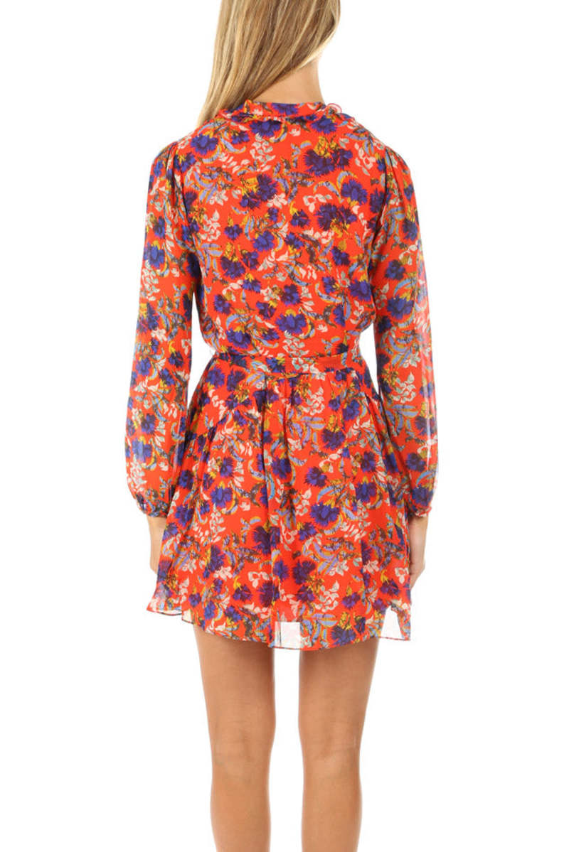Saloni Tilly Ruffle Dress - Flame Azale