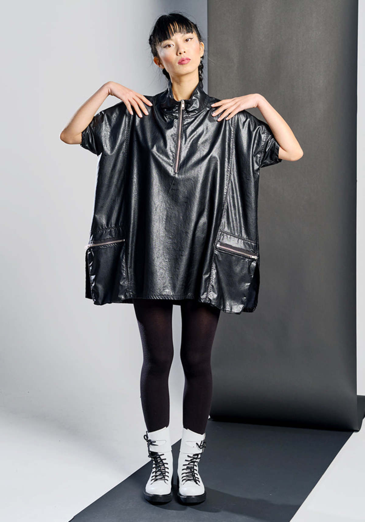 Lurdes Bergada Oversized Drop Shoulder Faux Leather Dress - BOTTLE |  Garmentory