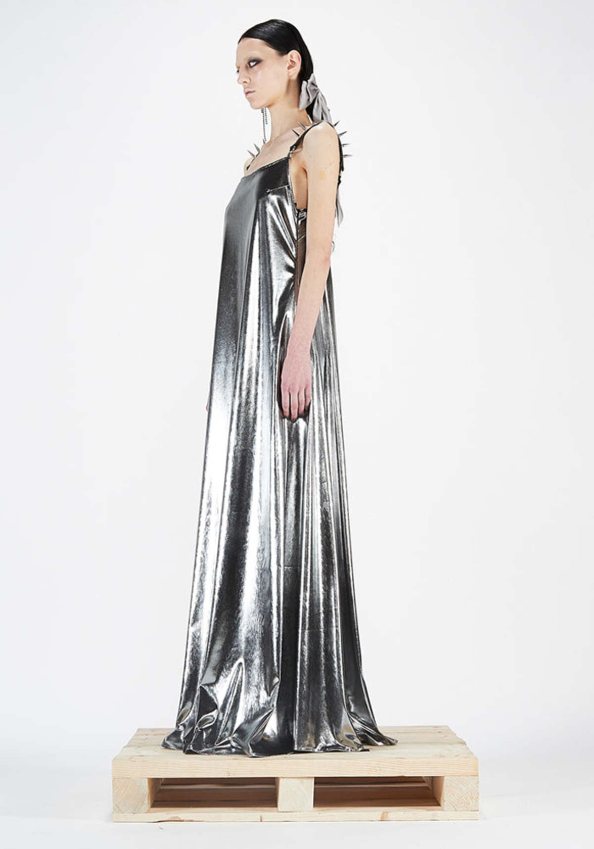 silver studded dress Silver Rhinestone Studded Sheer Mesh Long Sleeve Bodycon Dress /1-1-1-1