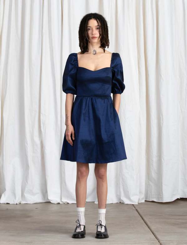 bright navy blue dress Navy Strapless Glitzy Beaded Dress With Geometric Pattern