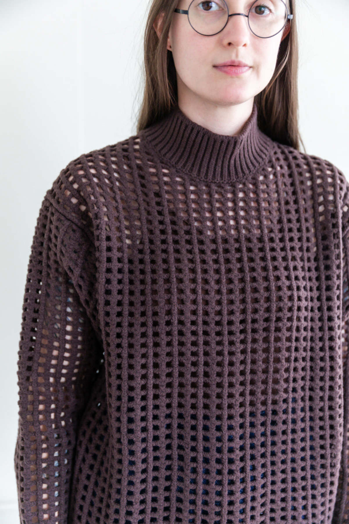 WOOL-FELT-YARN-MESH-KNIT-MOCK-