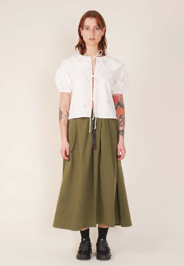DAMSON MADDER Maggie Embroidered Scallop Blouse - White | Garmentory