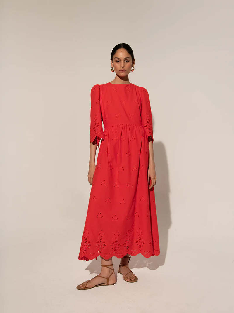 open lace back dress Borgo de Nor Rosie Maxi Dress, Red / 6 main image 0