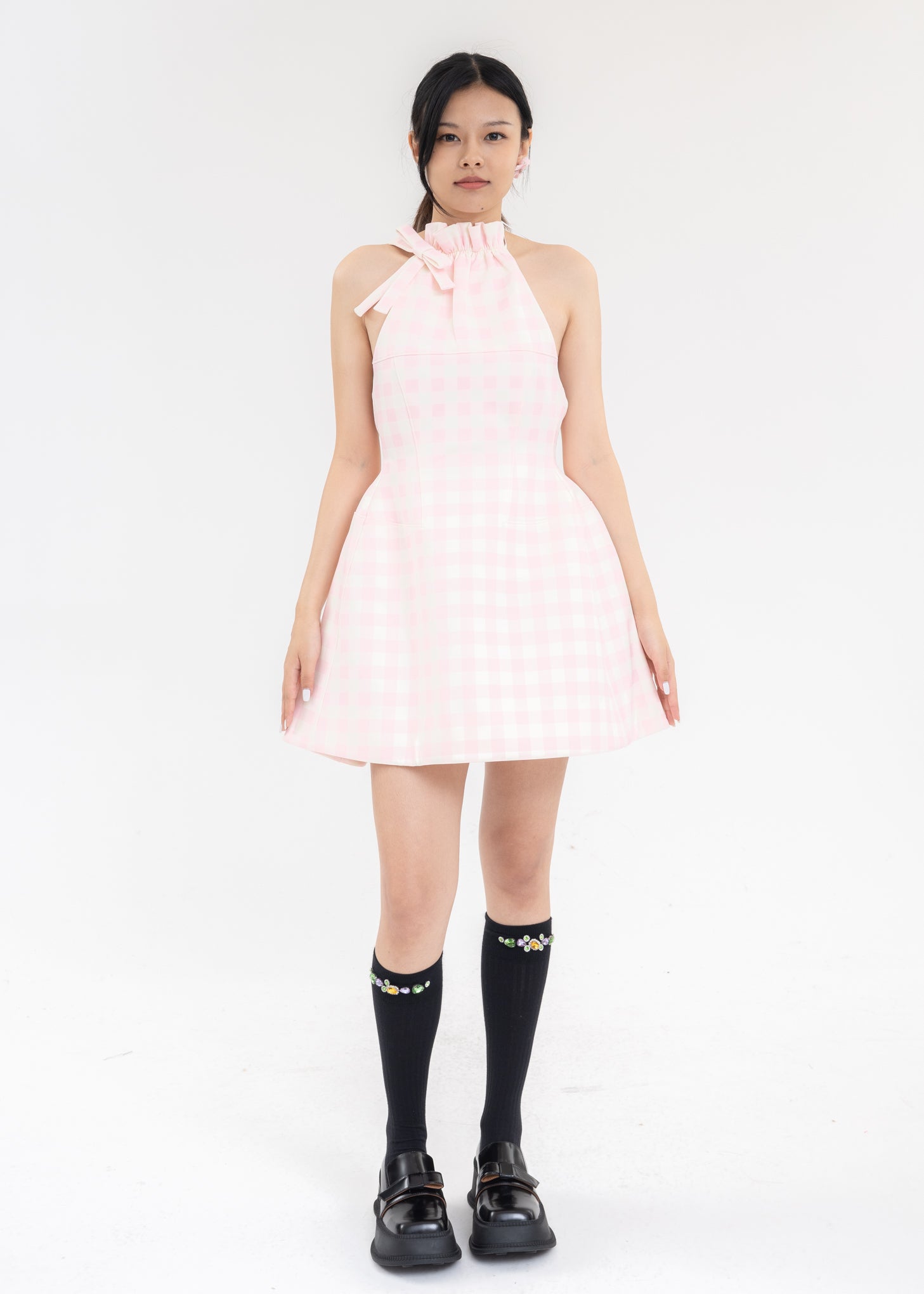 shushu tong pink dress Shushu/Tong Halterneck A Line Dress