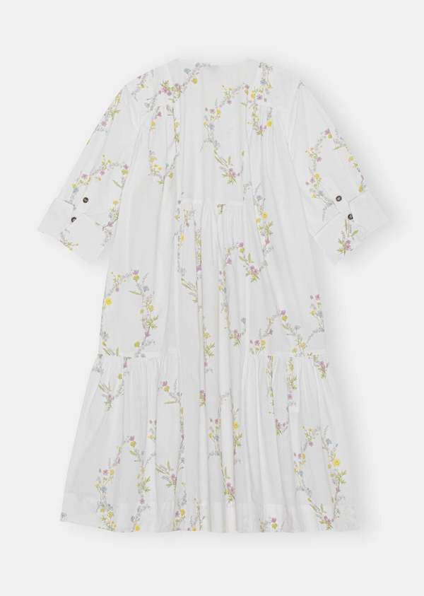 Ganni Printed Poplin Knee Length Dress - Floral Shape Bright Ganni Printed Poplin Knee Length Dress - Floral Shape Bright