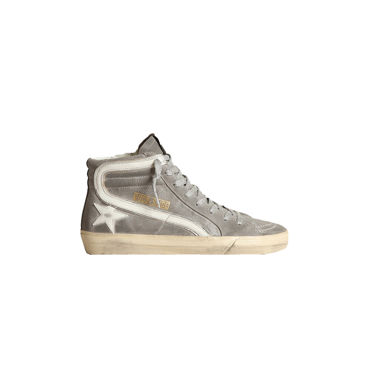 Golden Goose Slide Waxed Suede Upper Leather Star Grey/White Women GWF00115.F003231.60364 - Image 1 of 4