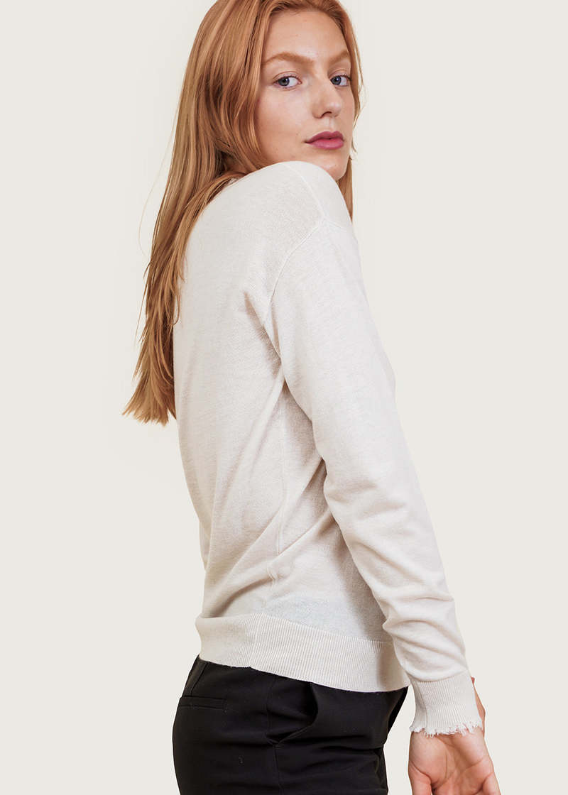 Filippa K Frayed R-Neck Top - Ivory | Garmentory