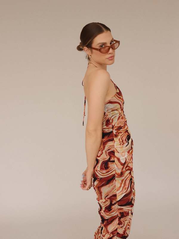 pink halter neck maxi dress The Linen Halter-Neck Dress main image 0