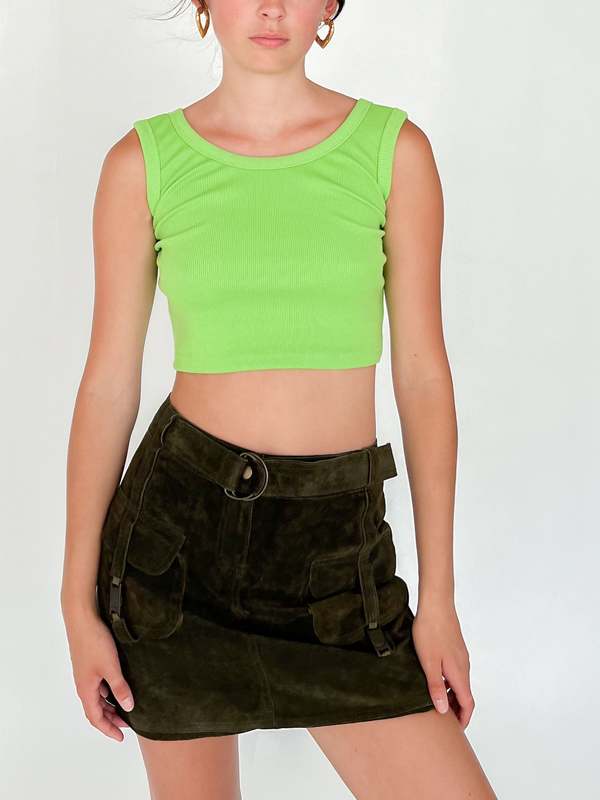 Vintage Melissa Suede Mini Skirt - Olive