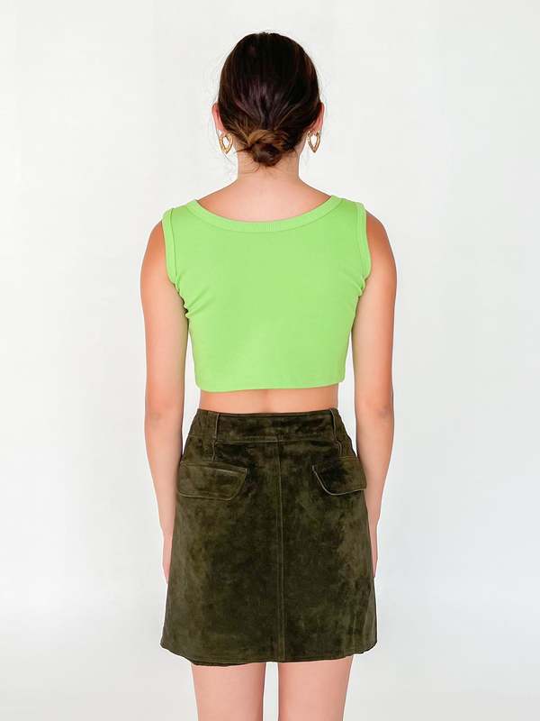 Vintage Melissa Suede Mini Skirt - Olive