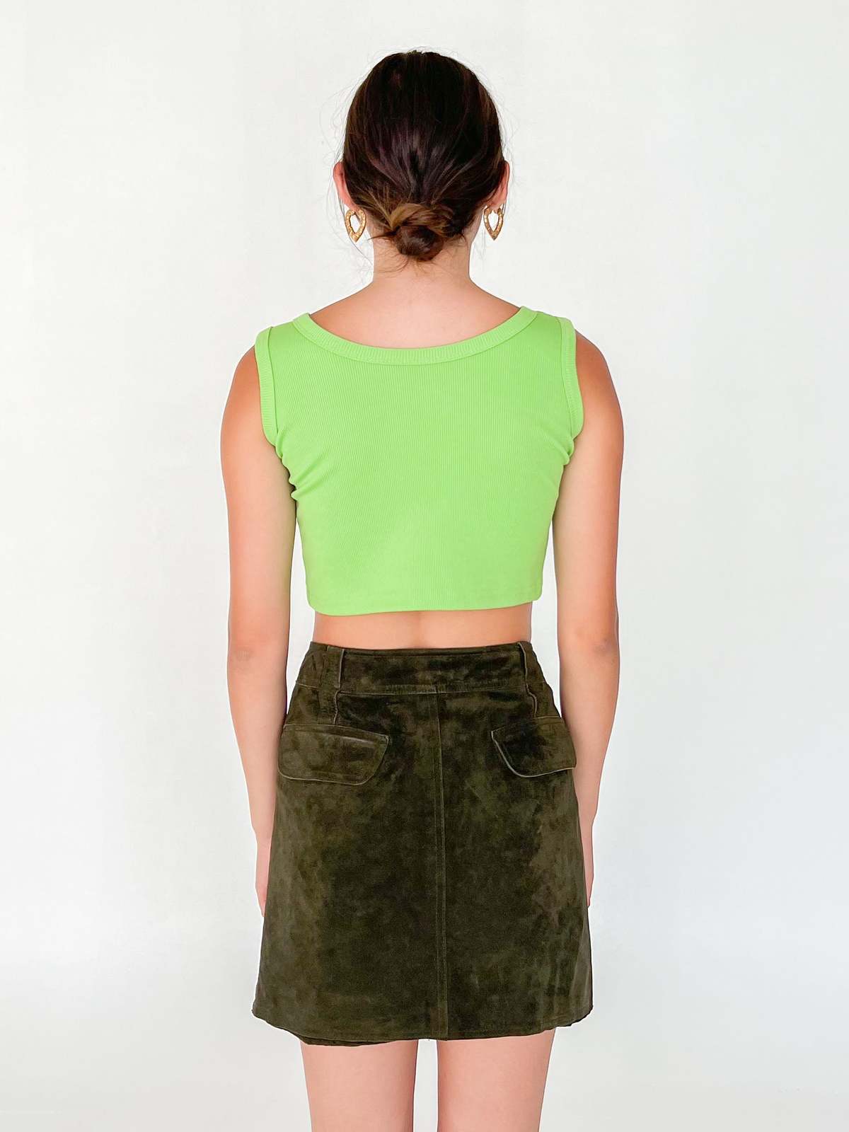 Vintage Melissa Suede Mini Skirt - Olive - Image 5 of 5